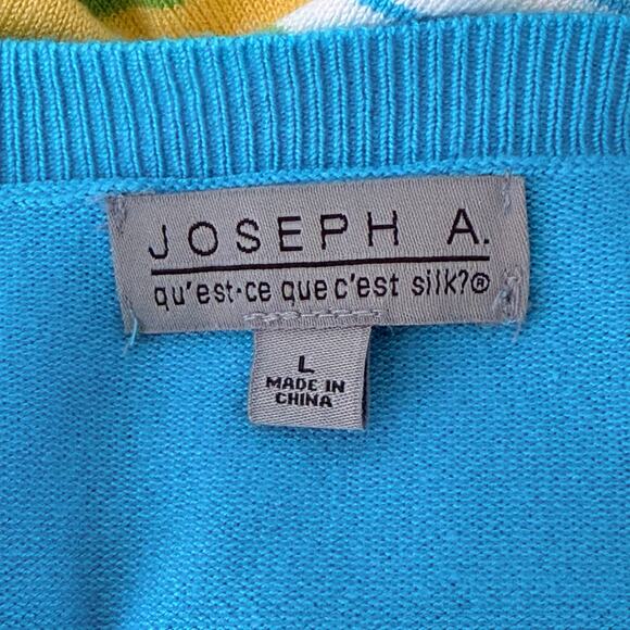 Joseph A Sweater Top Womens Large Turquoise Striped Square Neck 3/4 Sleeve - Picture 8 of 11